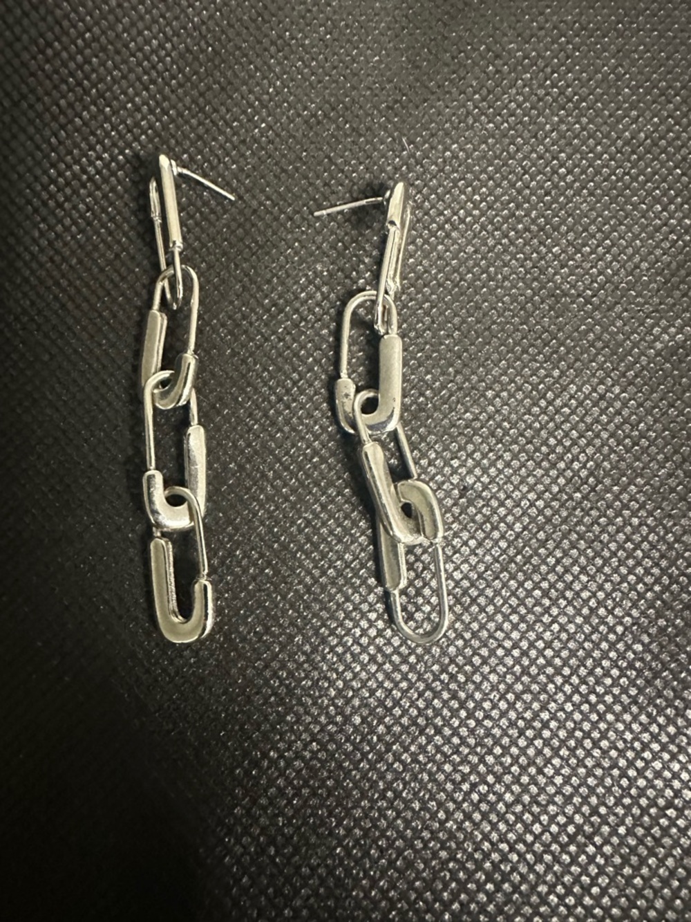 Silver Saftey Pin Dangle Earrings